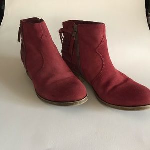 Miz Mooz of New York Red Suede Booties w/side zip